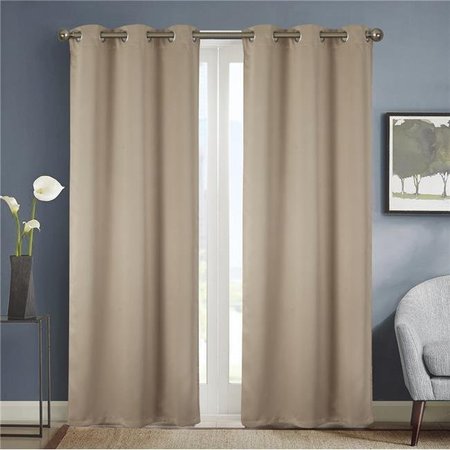 OLIVIA GRAY Olivia Gray PNA225135 54 x 84 in. Anchorage Solid Blackout Grommet Single Curtain Panel - Sesame PNA225135